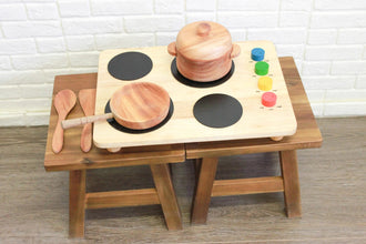 Montessori Kitchen Set kitchen with set view from above - Learning Island