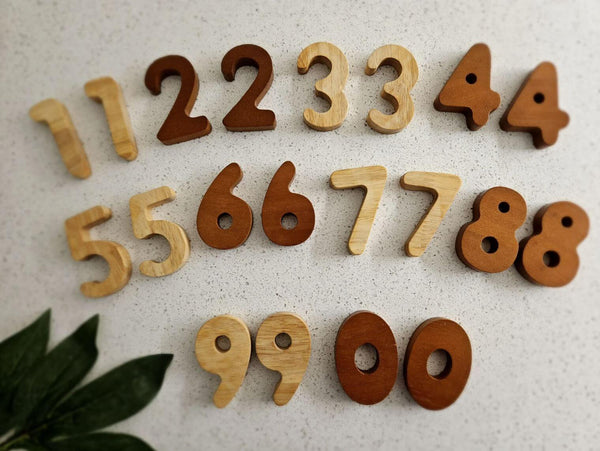 Wooden Counting Toy Numbers detail of pieces - Learning Island