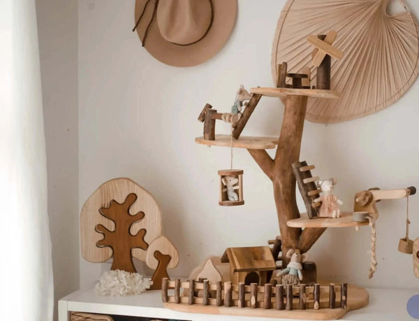 Wooden Doll House Tree Adventure house background - Learning Island