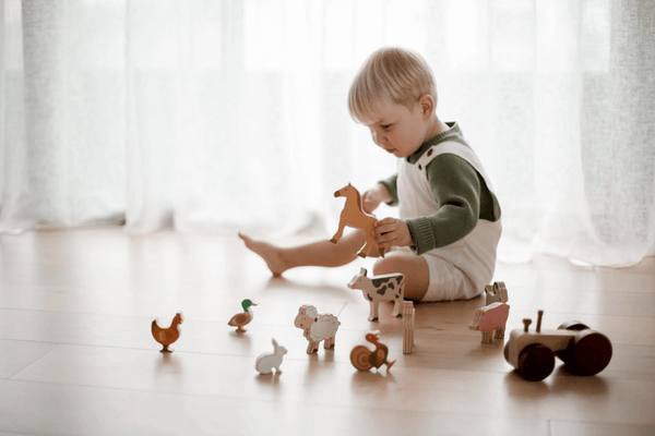 Wooden Farm Animals & Tractor Set animals included - Learning Island