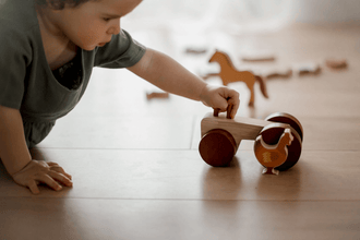 Wooden Farm Animals & Tractor Set play with tractor - Learning Island