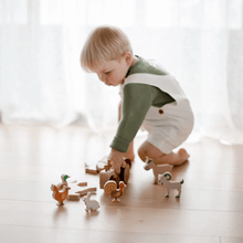 Wooden Farm Animals & Tractor Set playing 1 year old - Learning Island