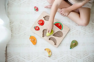 Wooden Fruit Knob Puzzle for 2 year old - Learning Island