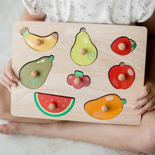 Wooden Fruit Knob Puzzle details standing- Learning Island