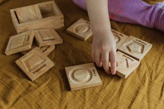 Wooden Sensory Shapes Board pieces included - Learning Island