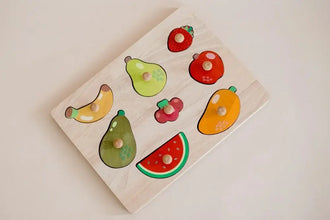 Wooden Fruit Knob Puzzle complete image from far - Learning Island